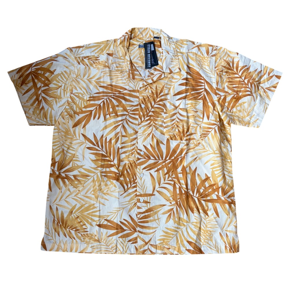 NWT Blue Generation Mens Tropical Palm Leaf Shirt Mango Orange Large‎